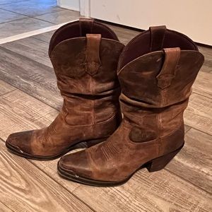 Durango Cowboy Boots, brown leather, size 7.5, slightly used